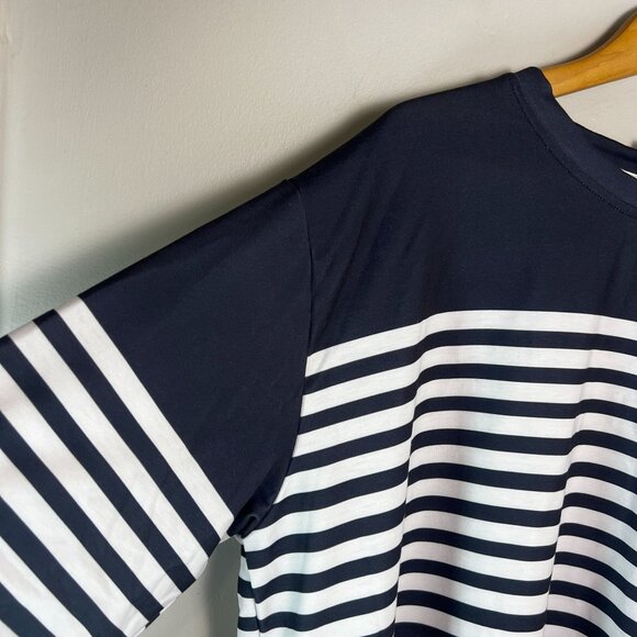 Pixie Lady Womens Plus 2X Crewneck Sweater Top Long Sleeve Navy White Striped - Picture 4 of 12